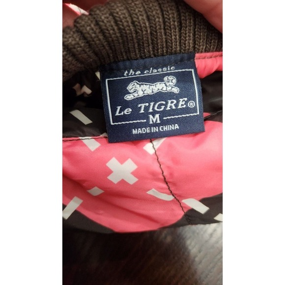 Vintage Le Tigre Women Reversible Puffer Vest Pink Argyle Y2K Mock Neck M - Picture 5 of 14